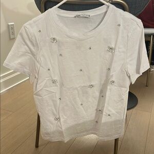 Zara White Boxy Short Sleeve T-Shirt